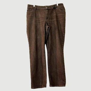 Chico's Platinum Brown Straight Leg Mid Rise Jeans size 14